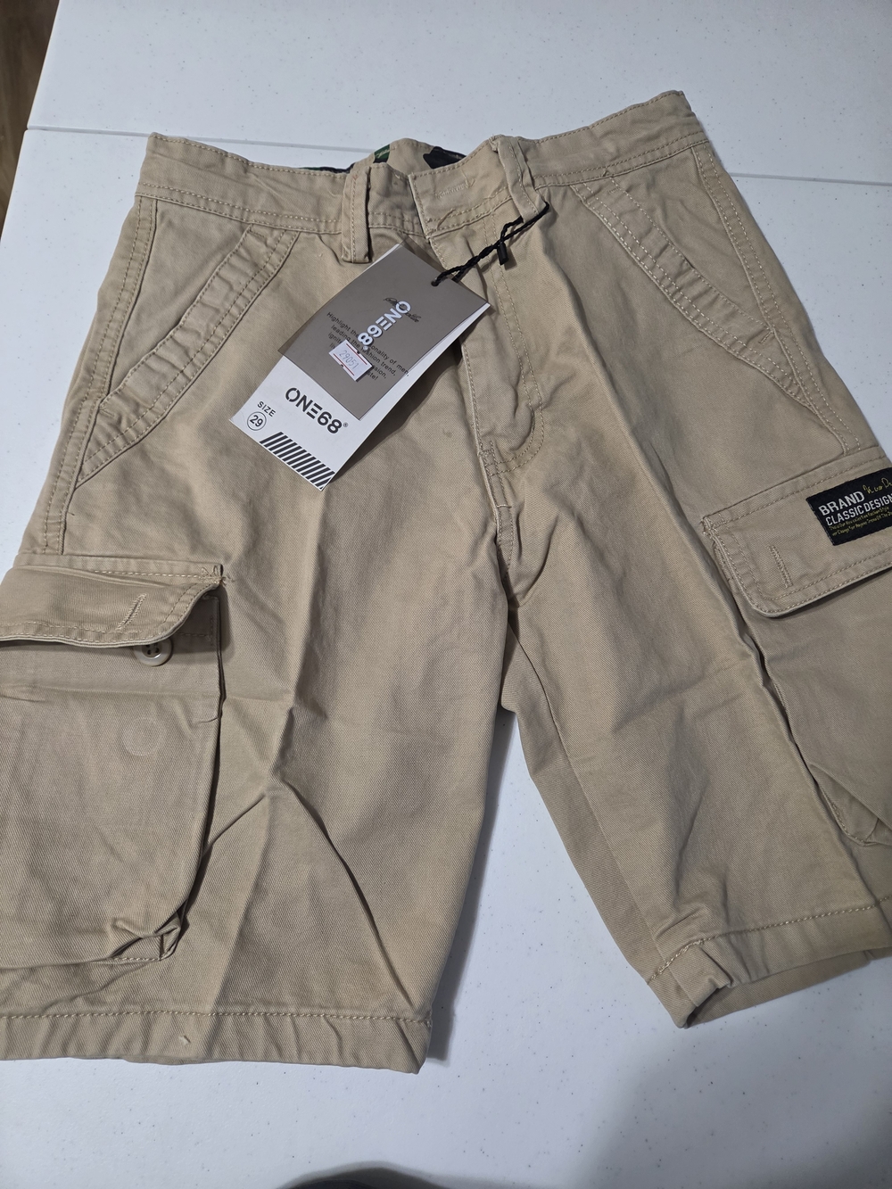 Men's Tan Cargo Shorts with Utility Pockets